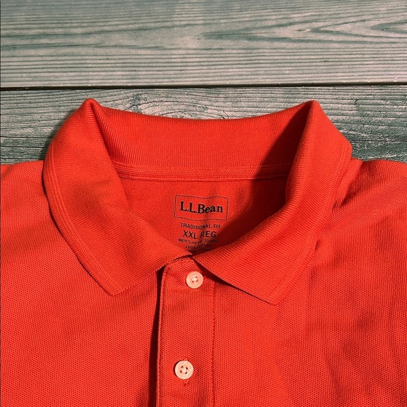 L.L. Bean Men's Bright Orange Polo - Picture 2 of 3
